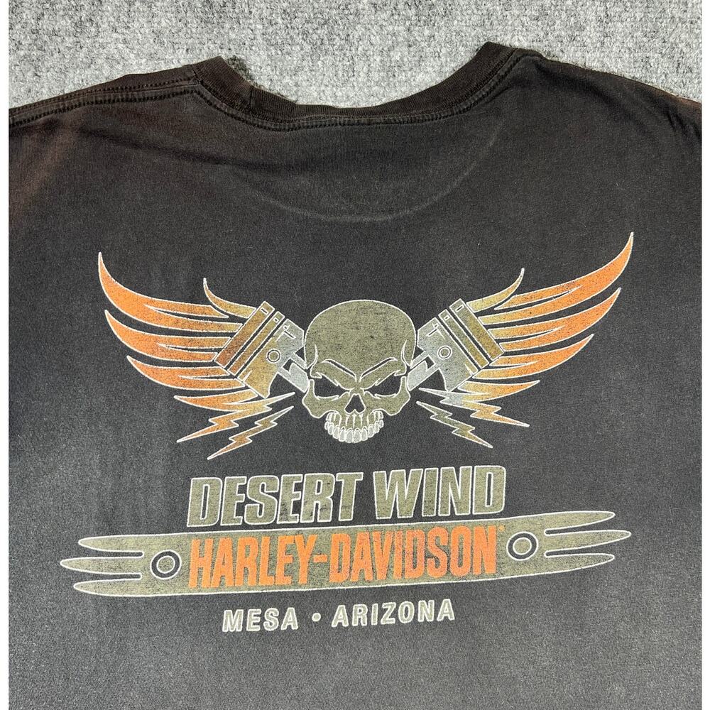Harley Davidson Mesa Arizona Skull Piston T-Shirt XL Faded Black